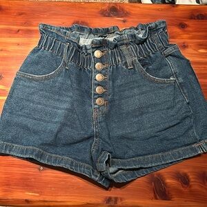 5 button denim jean shorts